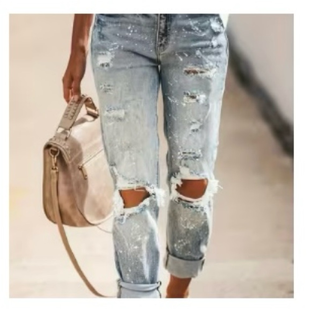 Distressed Light Blue Women's Jeans